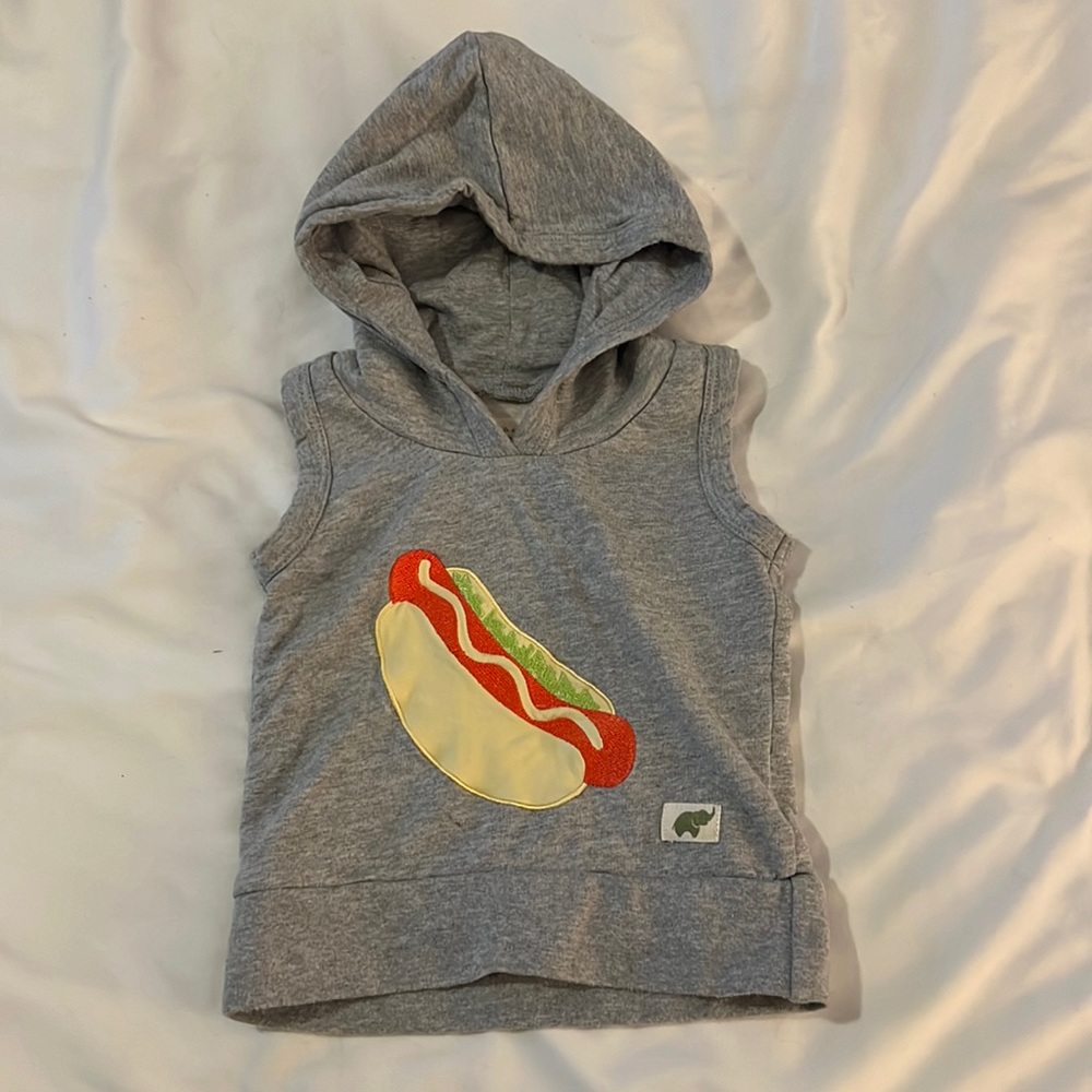 Monica and Andy Grey Hot Dog Sleeveless Sweatshirt 9-12 months
